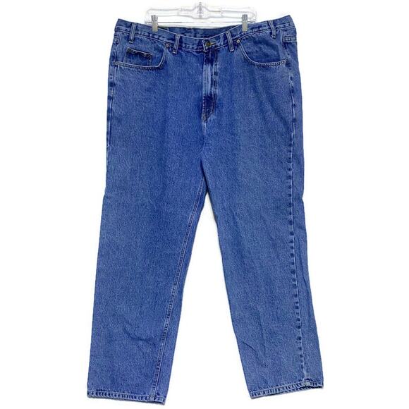 Full Blue Denim Jeans Men's Size 46x32 Medium Straight Fit 100% Cotton - Picture 1 of 9